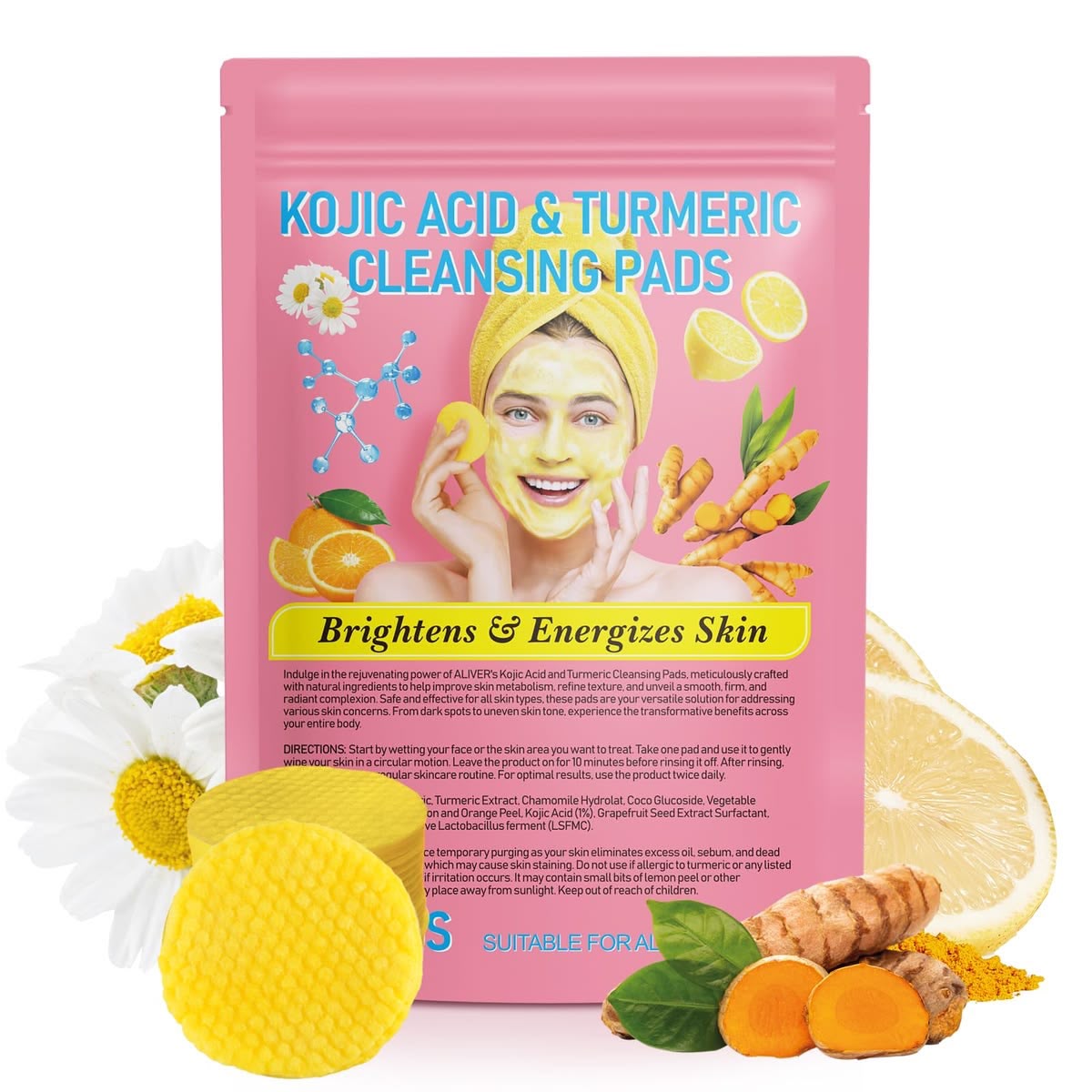Pads nettoyants à l’acide kojique et au curcuma